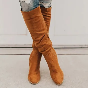 

Women's Shoes Rome Solid Zipper Chunky High Heels Knee-high Boots plus size 35-43 Sexy Female Autumn Winter lady Thigh High Boot