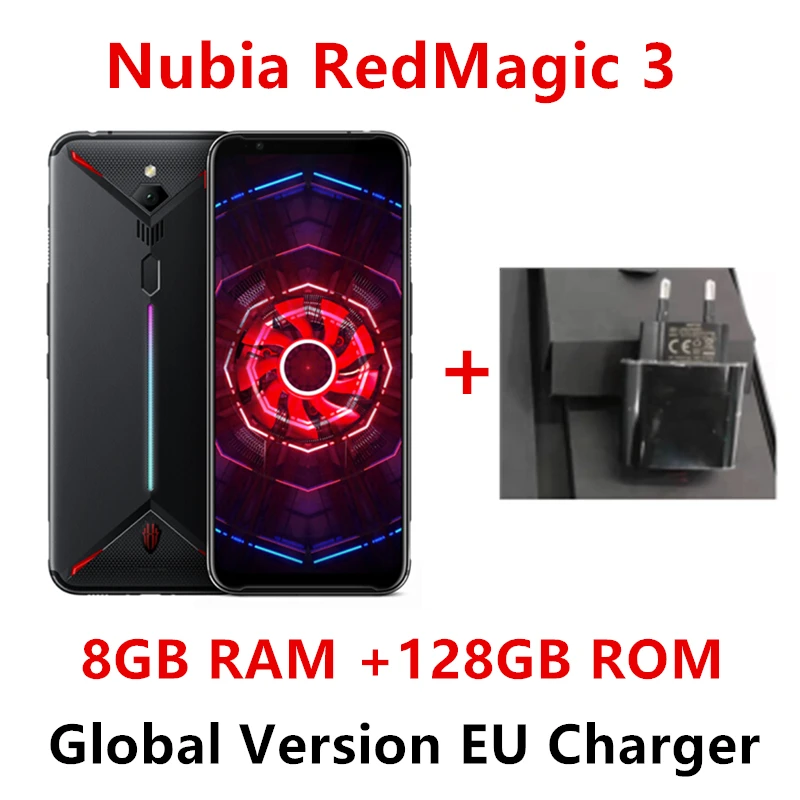 Глобальная версия Nubia Red Magic 3 8 ГБ 128 Гб мобильный телефон 6,6" Восьмиядерный процессор Snapdragon 855 передний 48MP задний 16MP 5000 мАч игровой телефон - Цвет: 8GB 128GB Black EU