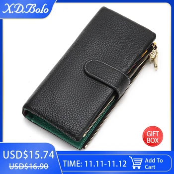 

XDBOLO New Design Wallet Women Leather Phone Pocket Wallets Woman Genuine Leather Women's Purses Card Holder Clutch Wallet