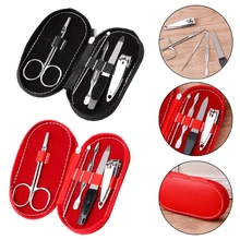 5 шт. набор педикюр маникюрные ножницы Очиститель ногтей кутикулы Уход Набор Чехол инструмент R3MF