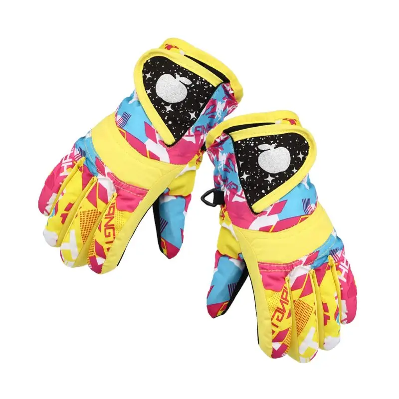 Waterproof Winter Skiing Snowboarding Gloves Warm Mittens For Kids Full-Finger Gloves Strap for Sports, Skiing, Cycling
