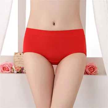 

Year Women Red Panties Modal Breathable Middle-waisted Hip-lifting Briefs Lady Cotton Skin-friendly Elastic Underpants 2018 New