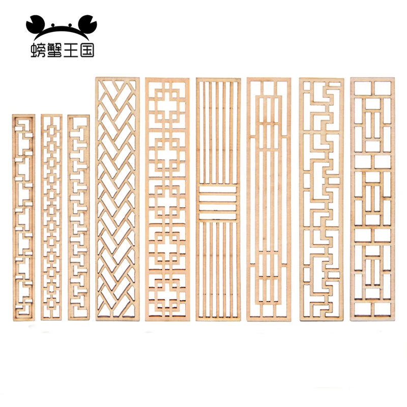 

4pcs Dollhouse mini Furniture Miniature Doll Accessories Chinese Style Wooden Pattern Screen