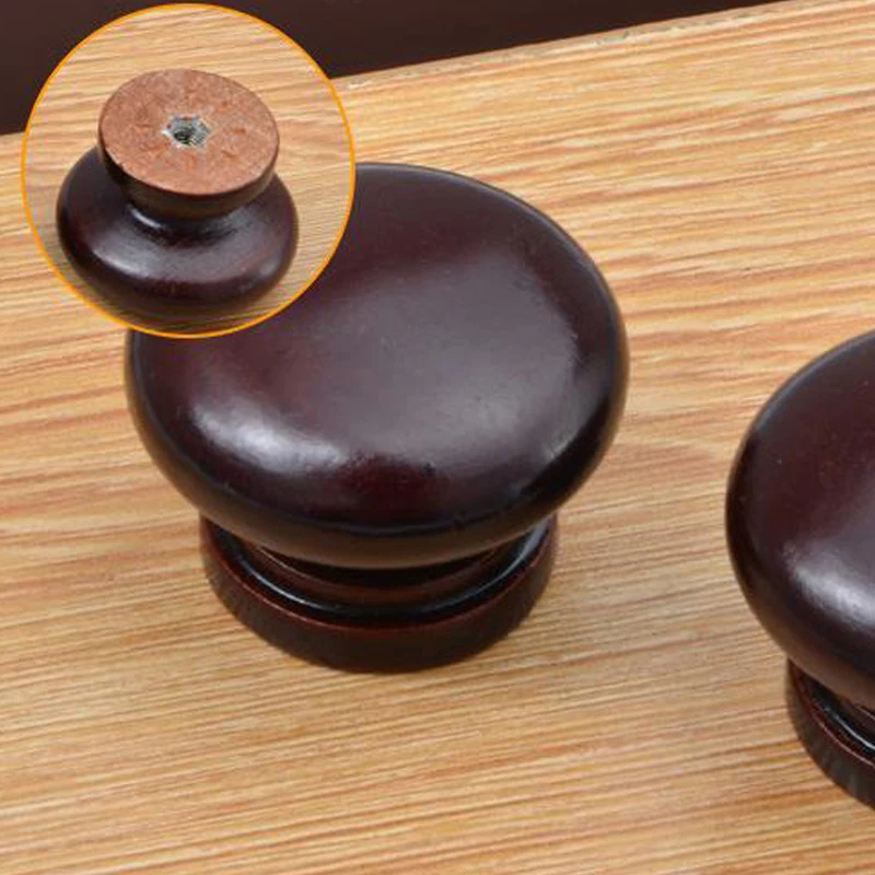 Door Knobs Cabinet Drawer Knobs Natural Wooden Round Handles Solid Wood Door Knobs Single Hole Cabinet Drawer Wardrobe Pulls Home Decorate Furniture Hardware