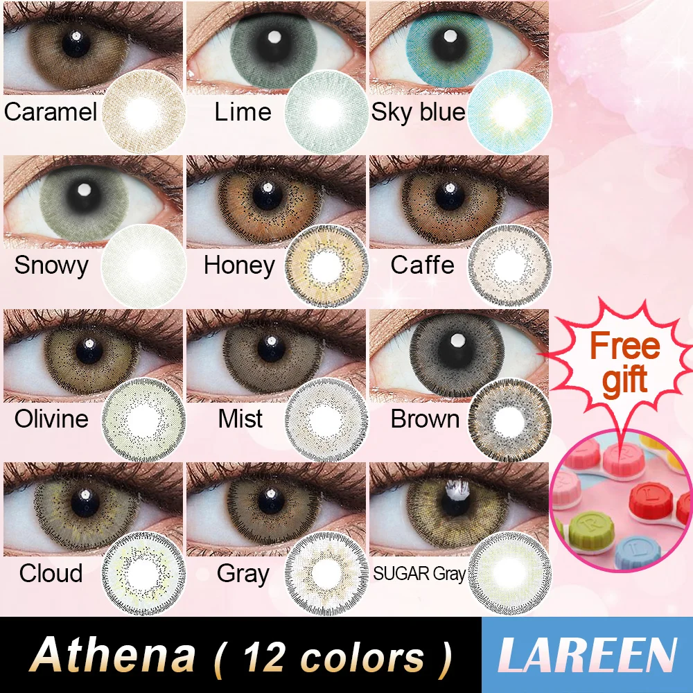 LAREEN 2pcs/pair Colored Contact Lenses Eye Athena Seriers Color Year Toss Cosmetic Lens for Eyes | Красота и здоровье