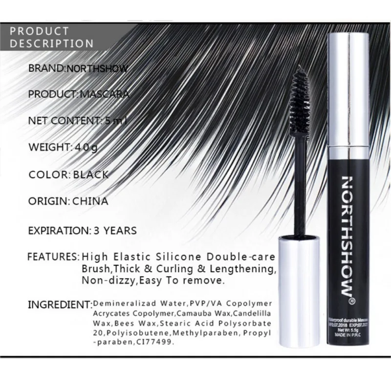 1 шт. 4D шелковое волокно Тушь для ресниц водоСТОЙКАЯ Rimel 3d тушь наращивания Черная