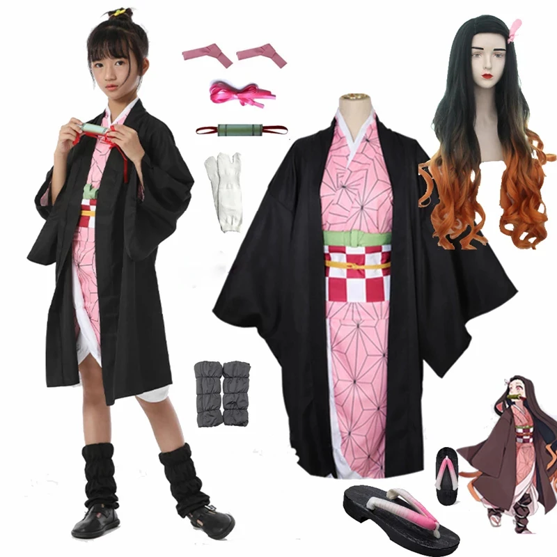 Парик для косплея костюм взрослых и детей из аниме Slayer Demon Kimetsu no Yaiba Tanjirou Kamado Nezuko