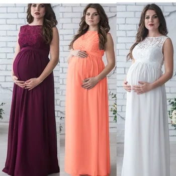 

Long Sleeve Lace Matching Pregnant Women's Sexy Loose Tailed Sleeveless Pregnant Women's Dress