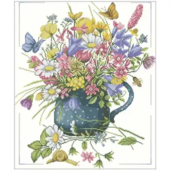 

Flowers in a vase patterns Counted Cross Stitch 11CT 14CT 18CT DIY Cross Stitch Kits Embroidery Needlework Sets home decor