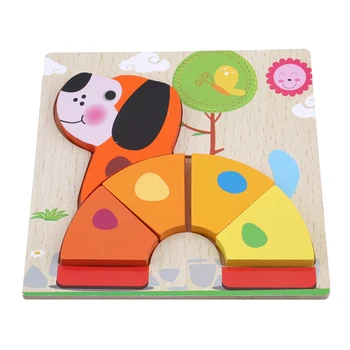 

Wood Puzzle Toys Children Baby Wooden 3D Puzzle Jigsaw Cartoon Animal Puzzles Educational Toy
