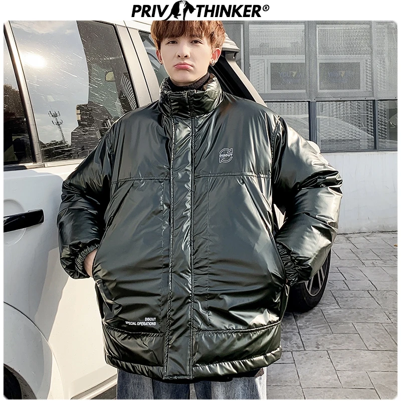 Privathinker мужские хип-хоп Яркие Кожаные парки больших размеров, мужские толстые теплые зимние куртки, пальто, Мужская ветровка, Модная парка