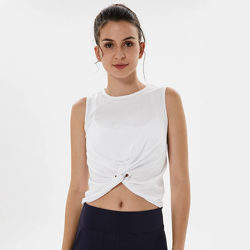Женская спортивная майка для йоги удобный хлопковый укороченный топ без рукавов