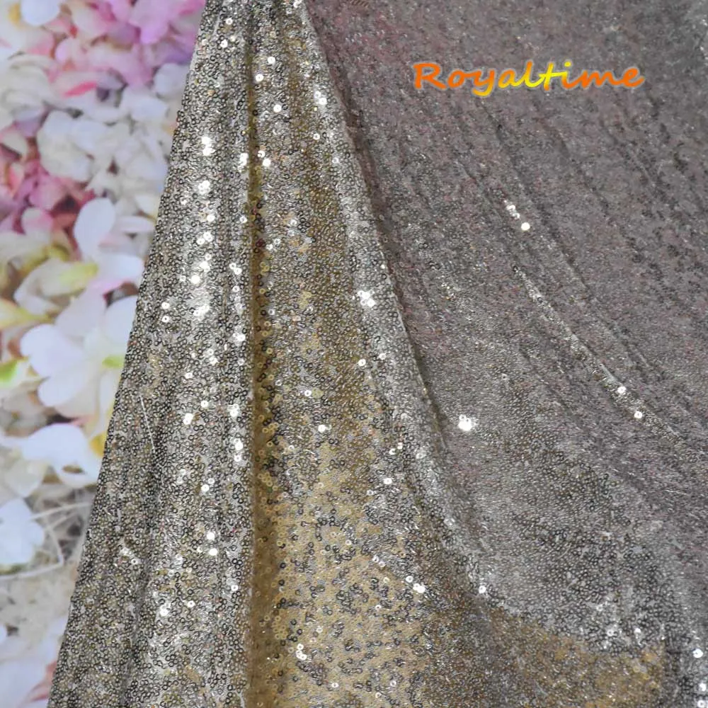 Royaltime Мерцающая неоновая зеленая блестящая ткань по двору двухсторонняя эластичная вышитая сетка африканская кружевная ткань для шитья платья - Цвет: Light Gold