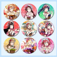 1 шт. 58 мм аниме Love Live! Солнечный свет! Aqours влюбленные железная Кнопка Umi Maki Eli Значки брошь иконы Brosche