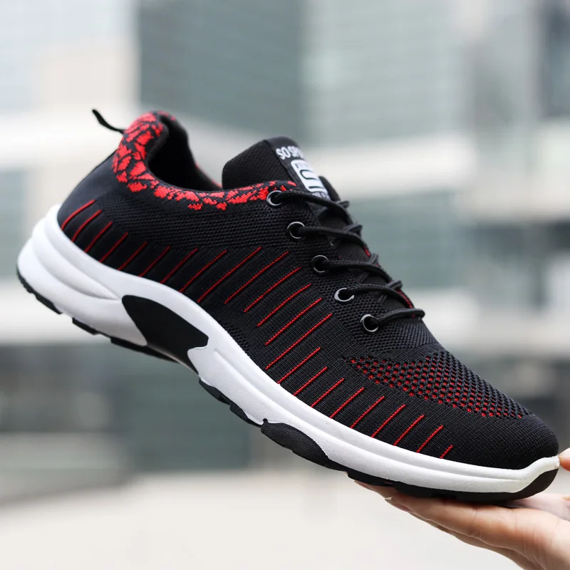 

Discount Men Casual Shoes Breathable Stretch Fabric Fashion Sneakers Men Lace-Up Casual Zapatos De Hombre Spring Autumn 2020