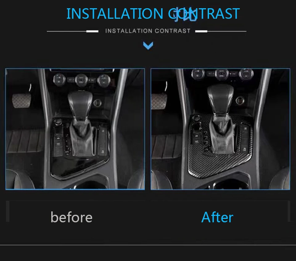 2 Color Black-For Volkswagen Tiguan 2020 2019 Style Interior Center Console Gear Shift Box Panel Cover Decorative Car Trim ABS Carbon Fiber frame