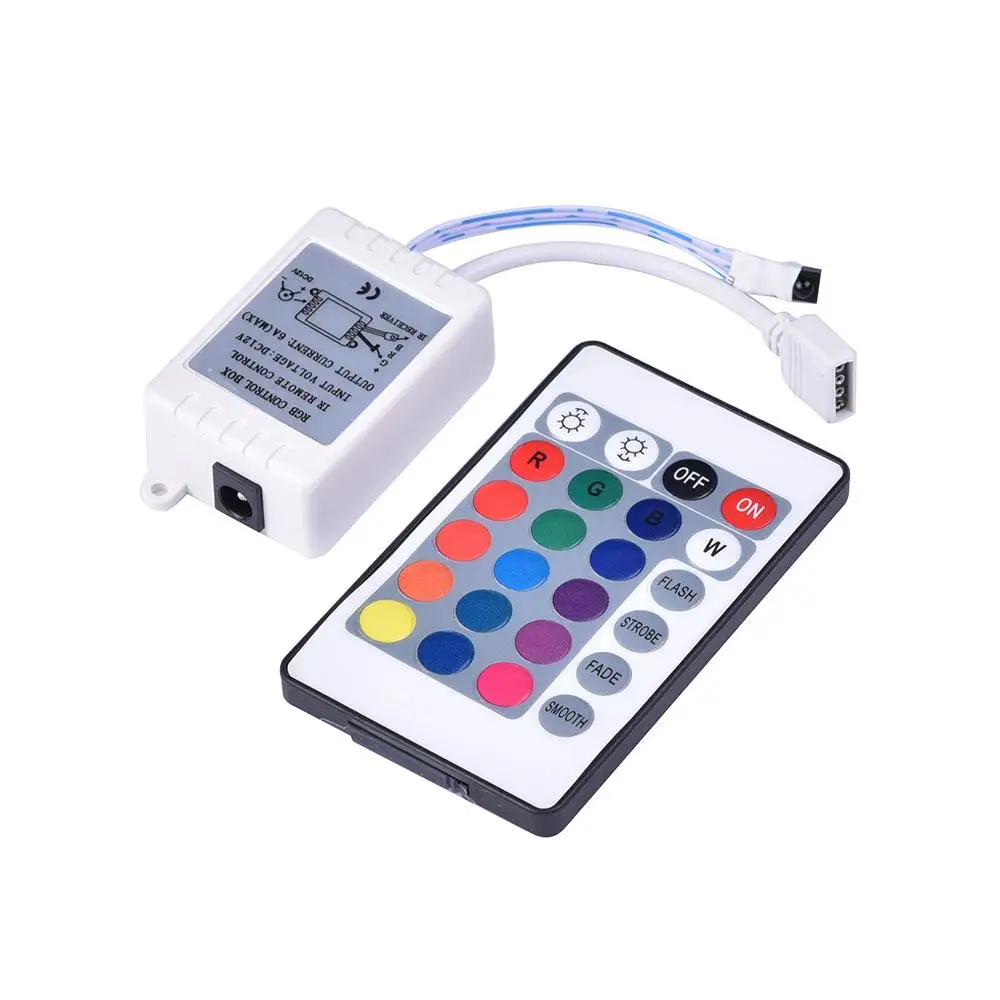 24 клавишный ИК контроллер RGB для светодиодной ленты 5050 12В 72 Вт 44 RGB|Контролеры RGB| |