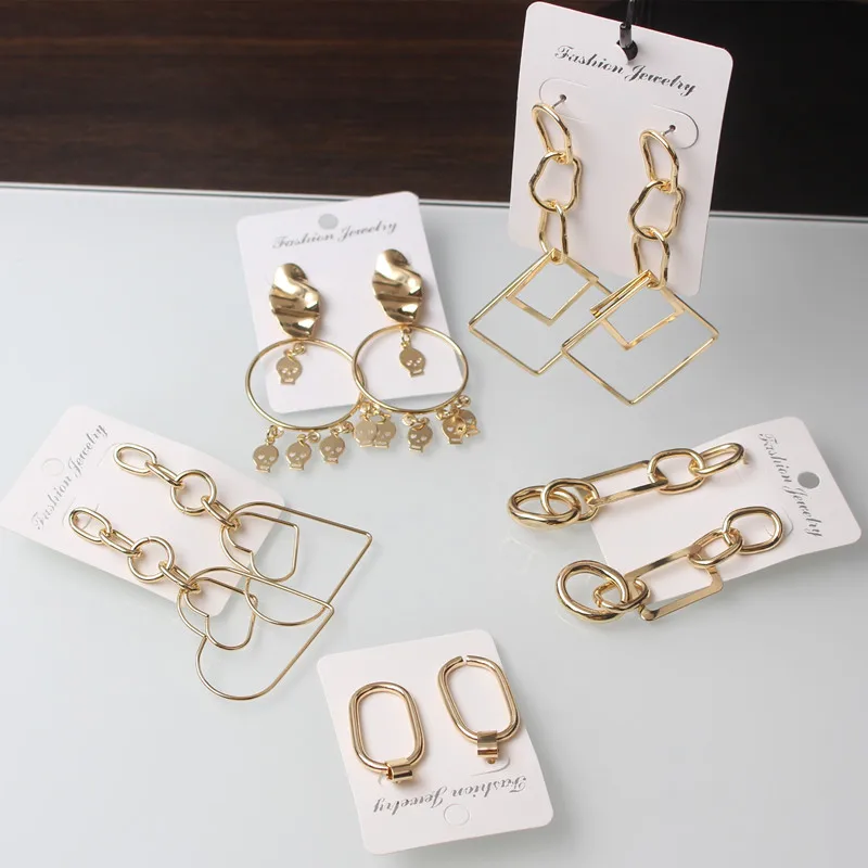 2021 Nuova Tendenza Semplice Geometrica Orecchini Vuoti Catena Amore Orecchini Teschio Hip Hop Creativo Selvaggio Boucle Oreille Femme