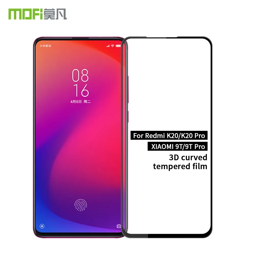 Black 3D закаленное стекло для Xiaomi mi 9T Pro, защитное стекло,, Mofi, полное покрытие экрана, Защитная пленка для Xiao mi Red mi K20 Pro - Цвет: Black