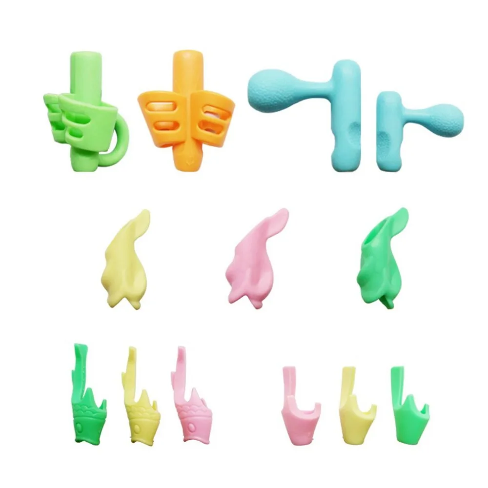 13pCS/Pack Children Anti-Shortsighted Pencil Grip Silicone Pencil Holder Pen Writing Aid Grip Posture Correction Device Tool