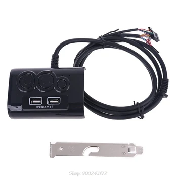 

Desktop Computer Switch PC Case Power Supply on/off Reset Button Double USB Microphone Port O28 20 Dropship