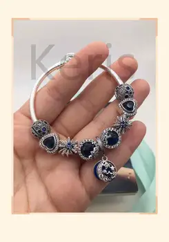 

Quality Original 1:1 100%925 Sterling Silver Snowflake Star And Moon Pendant Bracelet Free Shipping Is The First Choice For Gift