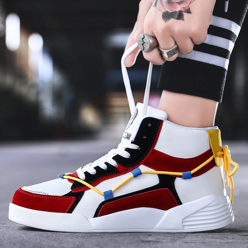 

Men High Top Fashion Sneakers Men's Vulcanized Shoes Trend Comfortable Men Casual Shoes Outdoor Non-slip Shoes Tenis Masculino