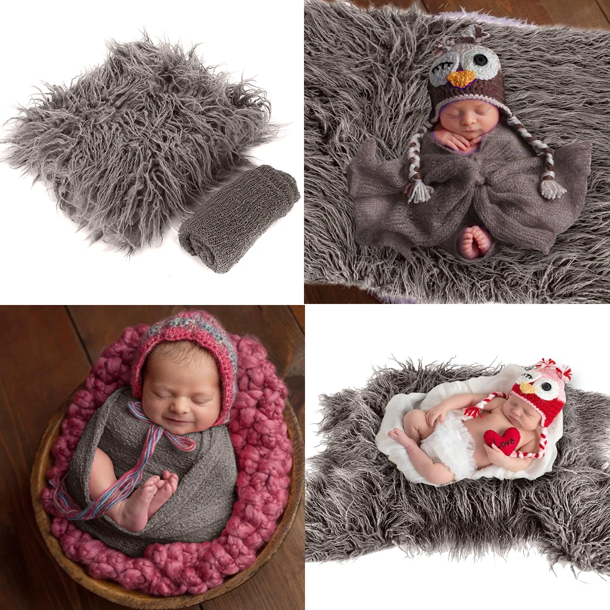 Newborn Faux Fur Prop Basket Filler Stuffer Photo Props Baby Fotografia Photography Backdrop Background Blanket Infant Shoot