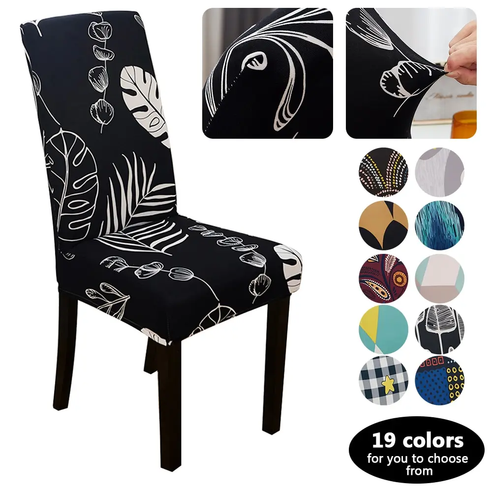 

1/2/4/6pcs Printed Dinning Room Chair Cover Spandex Elastic Stretch Chair Slipcovers Furniture Protectors For Wedding Banquet
