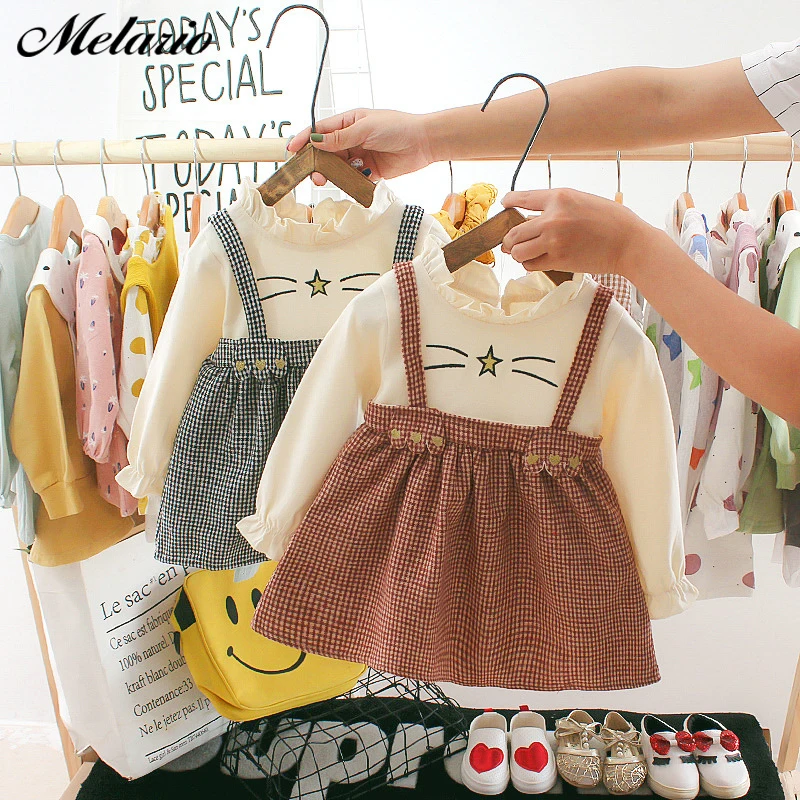 

Melario New Children Clothing Printing Girls Fake Two-piece Sling Dress Star Princess Dress Baby Girls Clothes Cute Baby Dress
