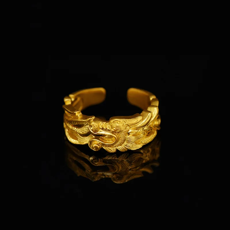 Chine Myth Dragon Bague d'ouverture pour hommes et femmes, Antiquités, Document en or, Bon bijoux chanceux, Mode, Anniversaire, Cadeau de Noël