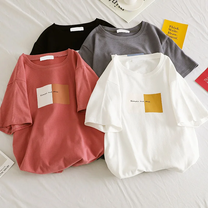 Summer White Short Sleeve T shirt Women 