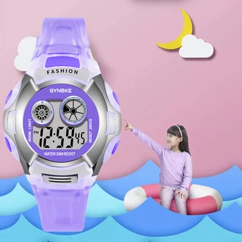 

10 Color Kids Watches SYNOKE Brand Waterproof Stop Watch Girls Boys Clock Electronic Fashion Alarm WristWatch For Boys Girls