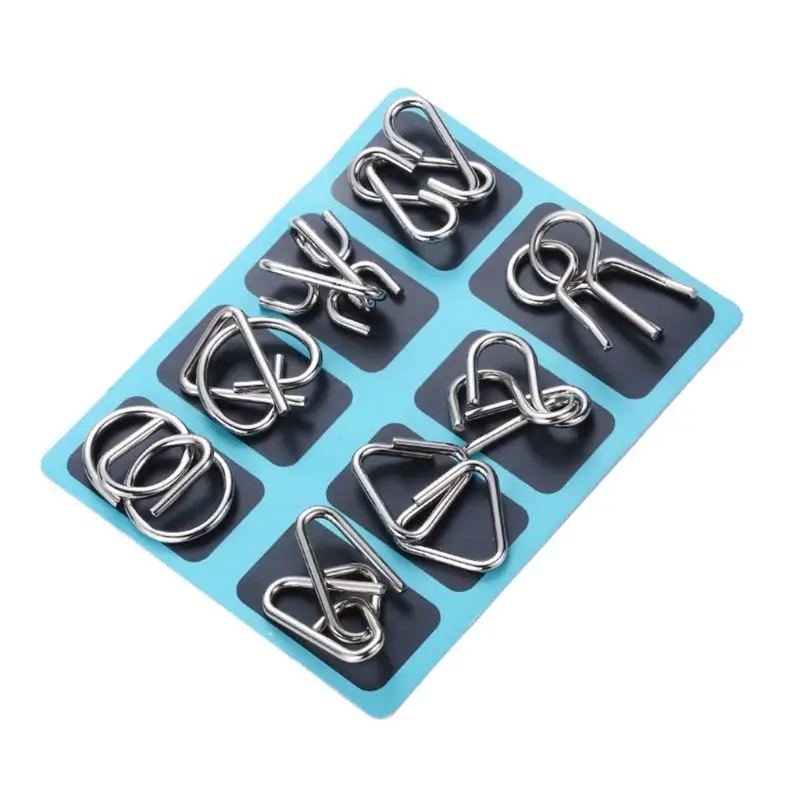 16 шт. металлическая проволока Пазлы игрушка IQ тест головоломка игра волшебное кольцо детский подарок R7RB