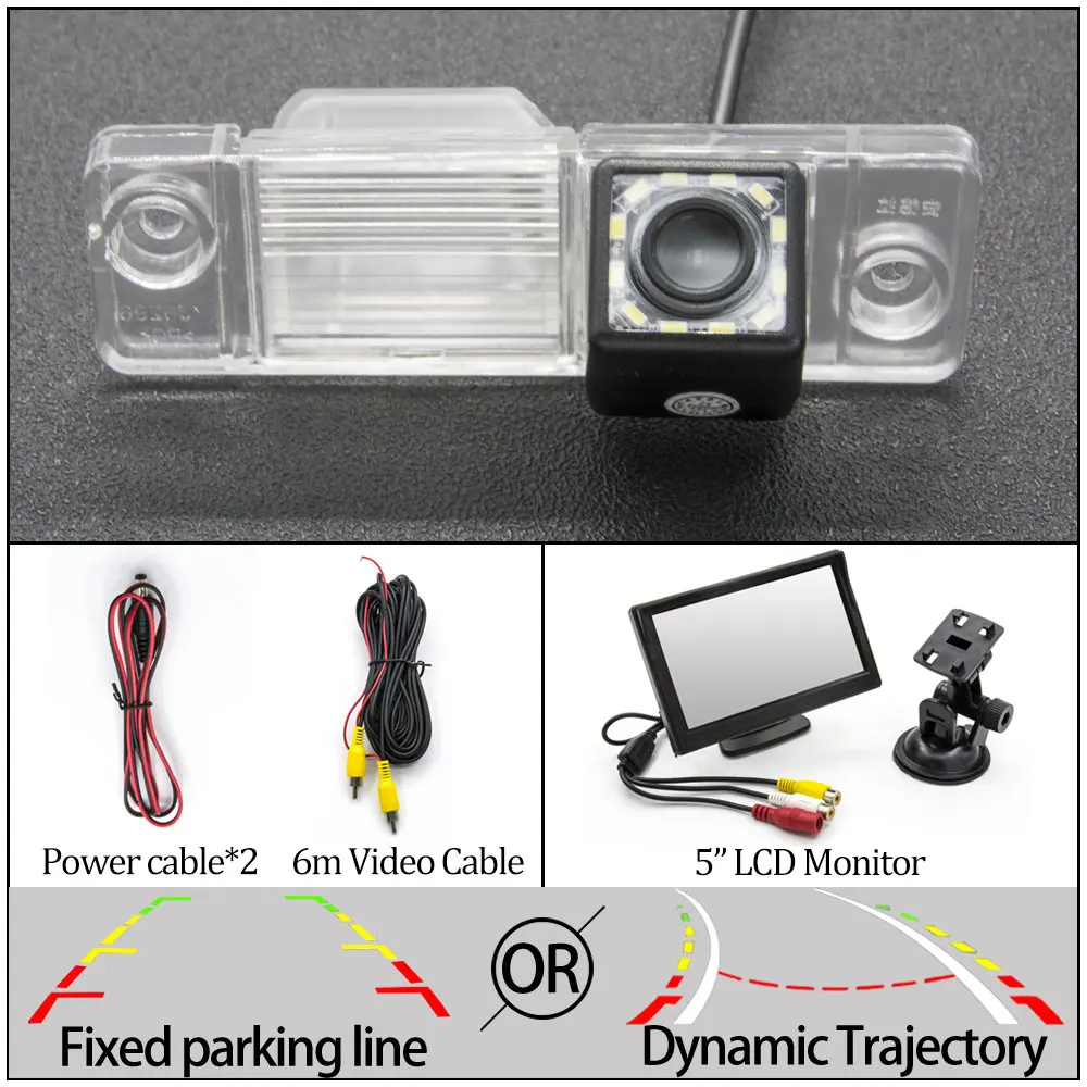Фиксированный или динамическая траектория заднего вида Камера для Opel Antara 2007 2008 2009 2010 2011 2012 2013 автомобильный парковочный монитор - Название цвета: 12LED And 5 inch LCD