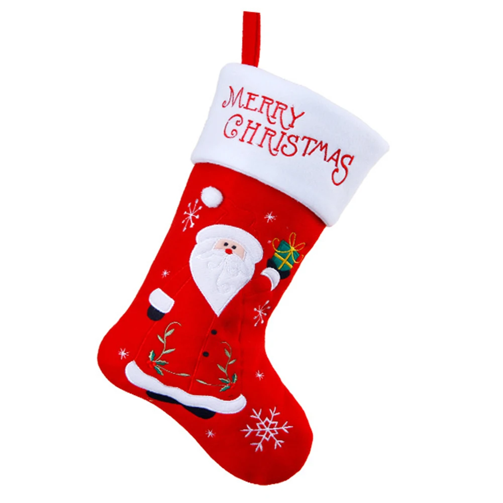

Home Christmas Stocking Cartoon Pendant Ornaments Cute Tree Decoration Candy Kids Traditional Cloth Holiday Party Gift Bag