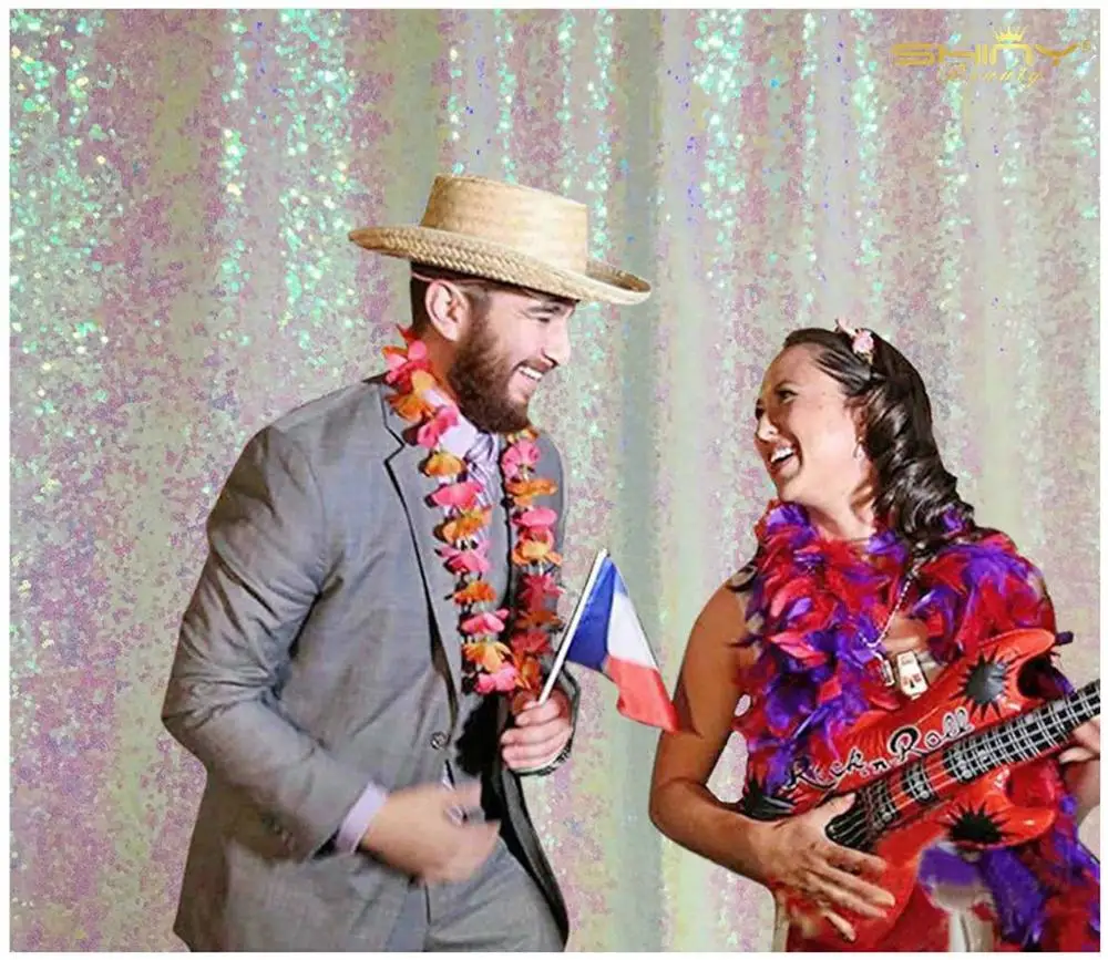 

Transparent White Sequin Photo Backdrop Sequin Backdrops Wedding Curtains Anniversaire Decoration-M190924