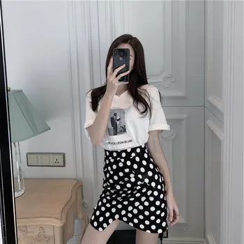 

Set Female Summer Dress 2020 New Two-piece Foreign Net Red Shirt Polka Dot Short Skirt Temperament Was Thin Women's Clothes