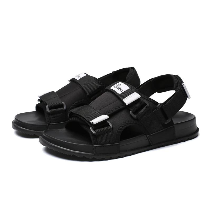 Roman letters comfortable denim summer new sandals men's platform flat elastic band men's daily casual shoes