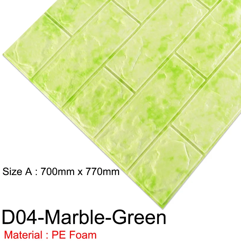 3D настенная бумага мраморный кирпич Водонепроницаемая настенная бумага 3D декор для гостиной спальни детской комнаты DIY самоклеящаяся бумага - Цвет: D04-Marble-Green