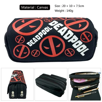 

Superhero Deadpool 3 Zipper Travel Cosmetic Bag Boys Girls Canvas Pencil Case Student Penbag Cartoon Makeupbag Stationery Gift