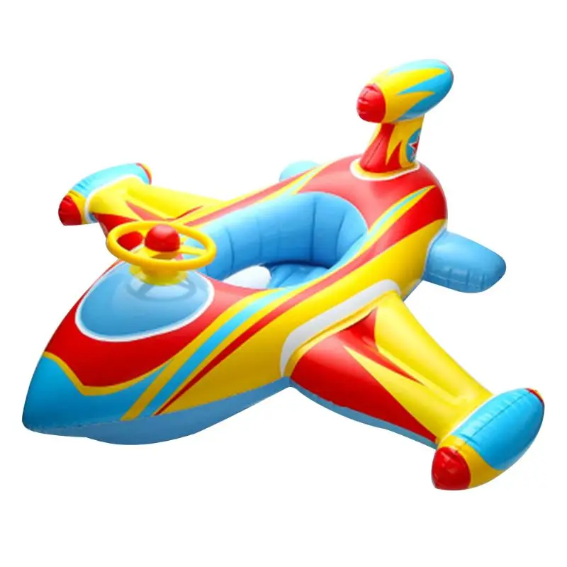 Inflatable Swimming Ring Airplane Baby Float Seat Toddler Infant Pool Boat - Цвет: Синий