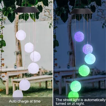 

Chime Color Ball Wind Chime Style Solar Light Outdoor Powered LED Spiral Wind Chime Outdoor Light Decorative Garden Light