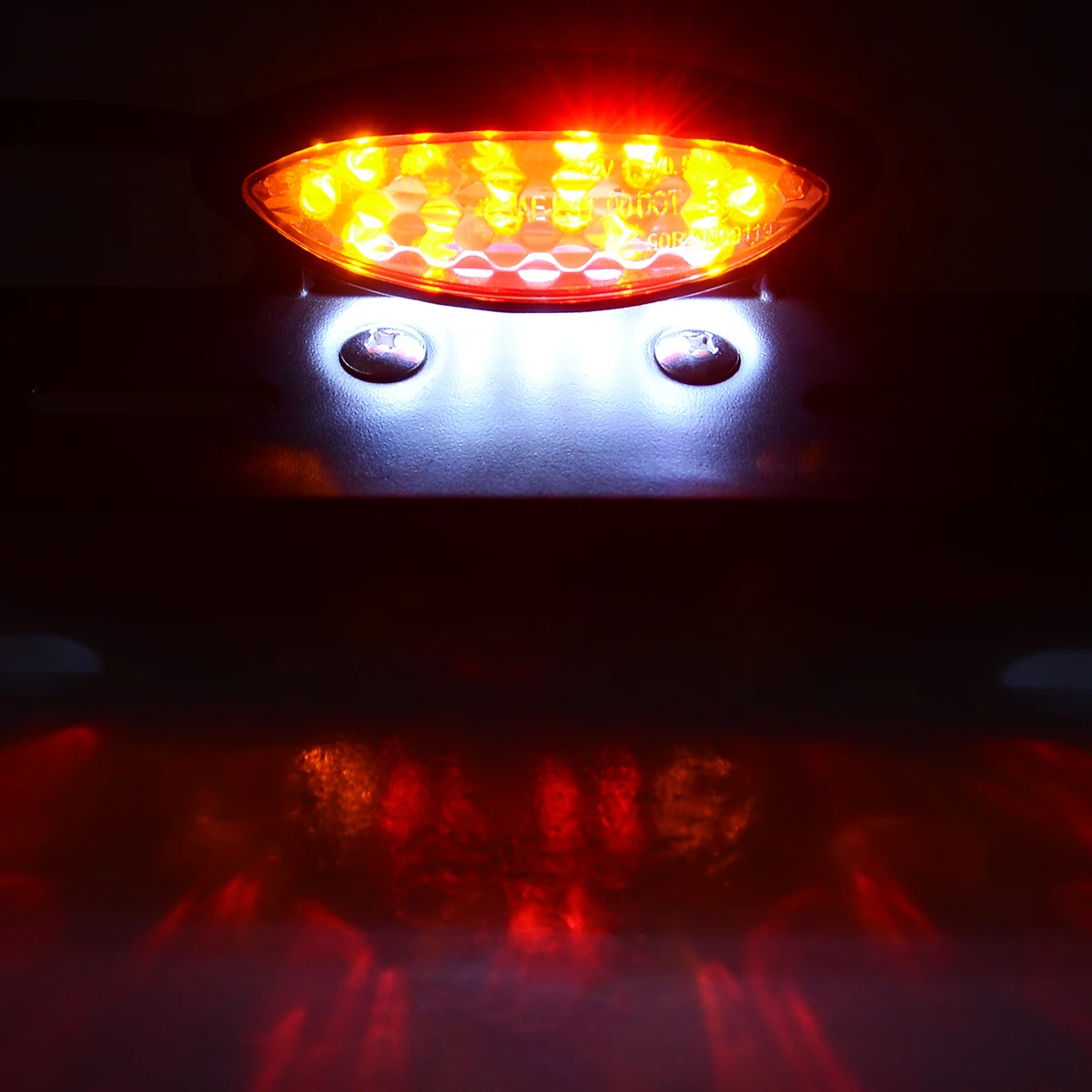 Motorcycle Bobber LED Tail Brake Light Red Yellow Rear Turn Signal License Number Plate Integrated Lamp Custom Chopper Dirt Bike