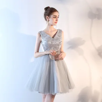 

Plus size Robe De Soiree Evening party Dresses Short A-Line V-Neck Short Sleeve lace applique Formal Dresses Women Elegant Gowns