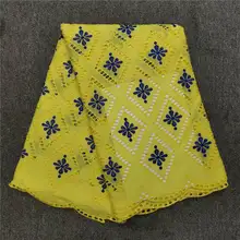 HL!(5+ 2 ярдов/комплект) Высокое качество хлопковое швейцарское кружево ткань Африканская кружевная вуаль плюс шифоновая блузка кружева для вечерние! J10701