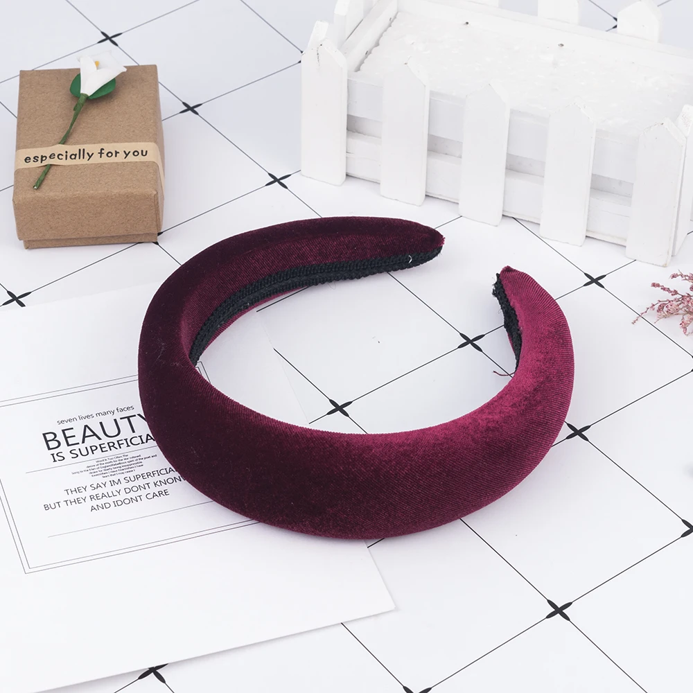 Nova Moda Estilo Ocidental Solidos Cores Engrossar Acolchoado Cabeca Aro Turbante Mulheres Hairbands Meninas Acessorios головные уборы