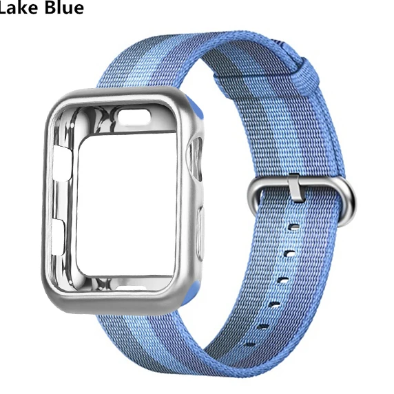 Чехол+ ремешок для apple watch band тканый нейлон apple watch 4 3 band 44 мм/40 мм iwatch band 42 мм/38 мм correa браслет аксессуары для часов - Цвет ремешка: 22