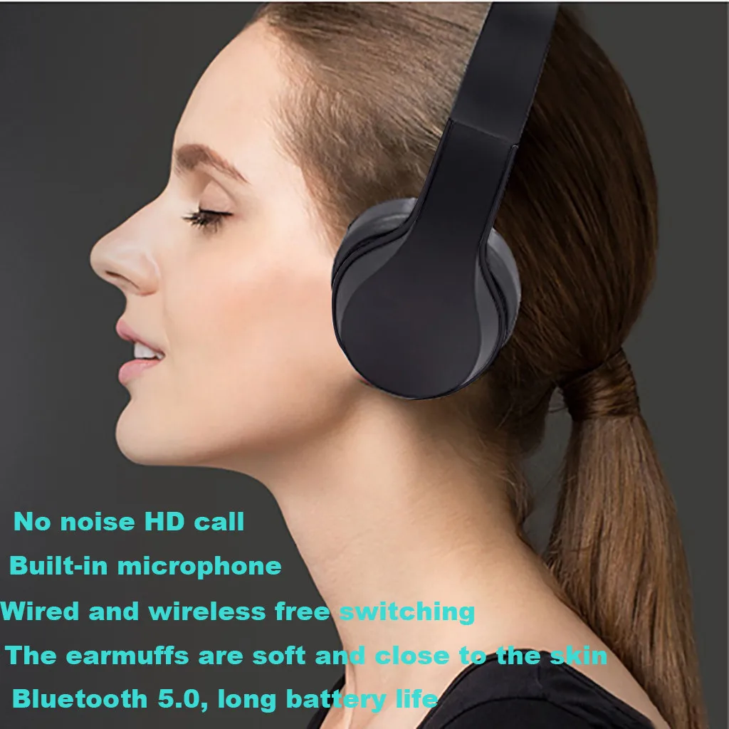 Ouhaobin Bluetooth 5,0 Наушники Беспроводные Hi-Fi стерео микрофон Складная гарнитура над ухом для мобильных телефонов с usb зарядным кабелем