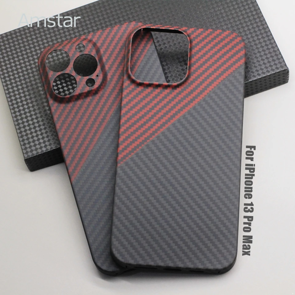 Amstar Dual Color Pure Carbon Fiber Phone Case for iPhone 13 Pro Max High-end Business Aramid Fiber Case Cover for iPhone 13 Pro cool iphone se cases